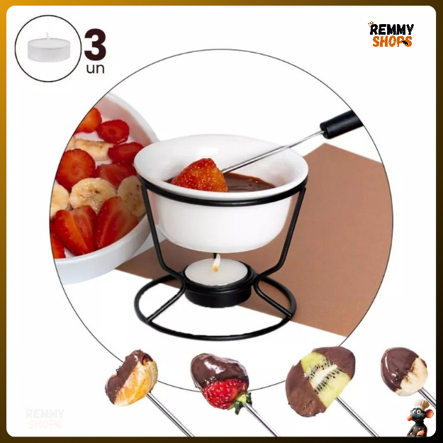 Conjunto de Fondue em Cerâmica Antiaderente - 5 Peças Elegantes para Momentos Especiais