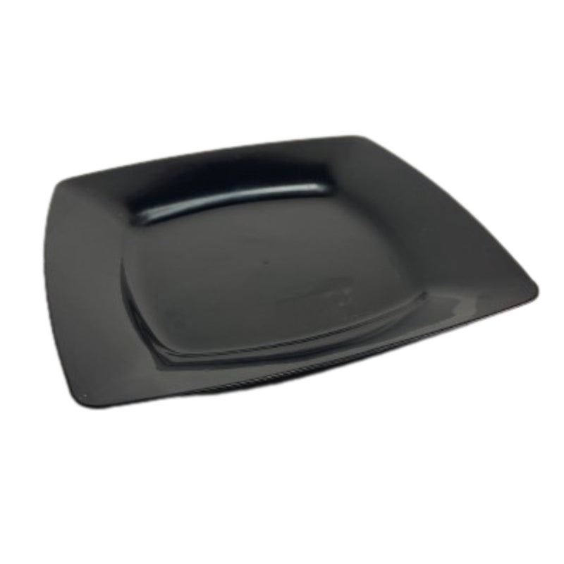 Kit 20 Prato Plástico resistente Preto Unidades Acrílico Refeição Lanche Comida Reutilizavel para festa Churrasco