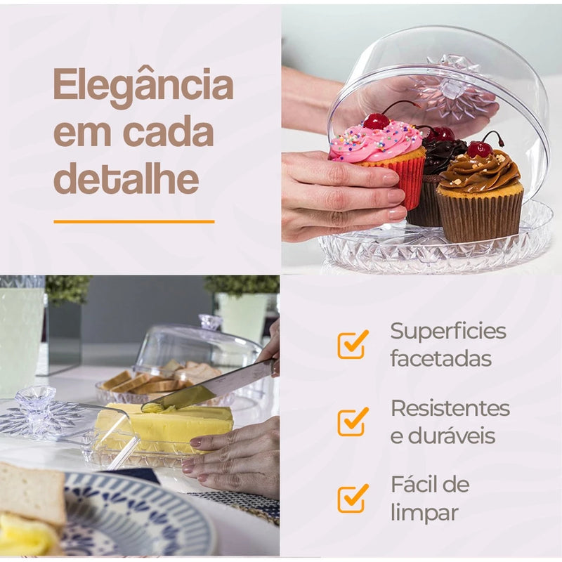 Kit 5 Peças da Linha Cristal Glamour - Elegância e Modernidade para Sua Mesa