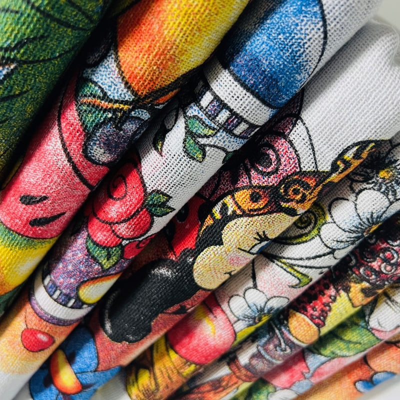 10 Panos De Prato Estampado Bainha - Com 10 Peças