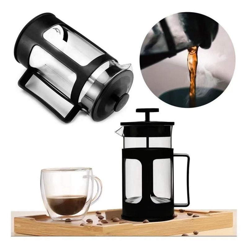Cafeteira Prensa Francesa 600ml em Vidro Cremeira para Café Leite Filtro de aço inoxidável removível