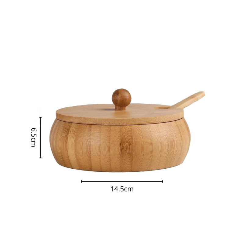 Farinheira de Bambu com Tampa e Colher Pote Multiuso para Cozinha