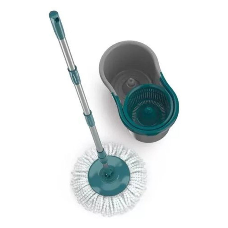 Balde Mop Esfregão Giratório De Limpeza Eficiente 8 Litros Cor Cinza/azul.