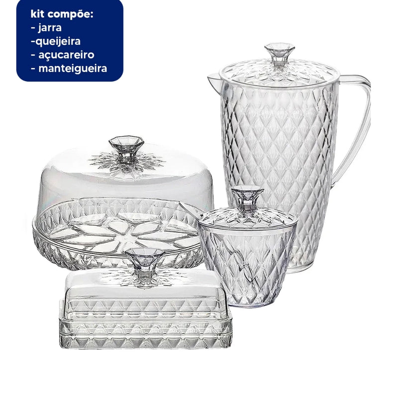 Kit 5 Peças da Linha Cristal Glamour - Elegância e Modernidade para Sua Mesa