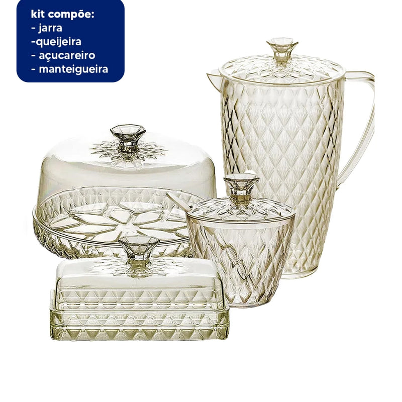 Kit 5 Peças da Linha Cristal Glamour - Elegância e Modernidade para Sua Mesa