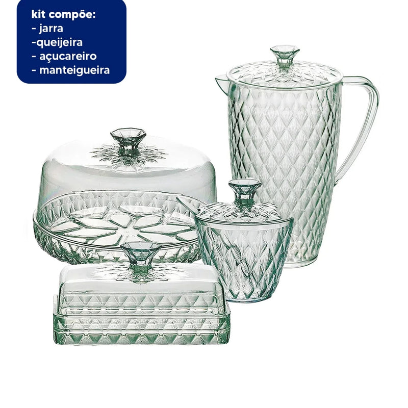 Kit 5 Peças da Linha Cristal Glamour - Elegância e Modernidade para Sua Mesa