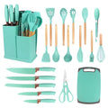 Jogo 19 peças de Talheres Conjunto Faqueiro Utensílios Cozinha em Silicone