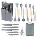 Jogo 19 peças de Talheres Conjunto Faqueiro Utensílios Cozinha em Silicone