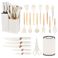 Jogo 19 peças de Talheres Conjunto Faqueiro Utensílios Cozinha em Silicone