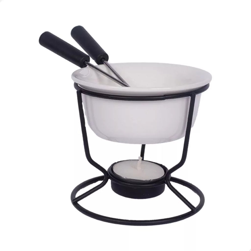 Conjunto de Fondue em Cerâmica Antiaderente - 5 Peças Elegantes para Momentos Especiais