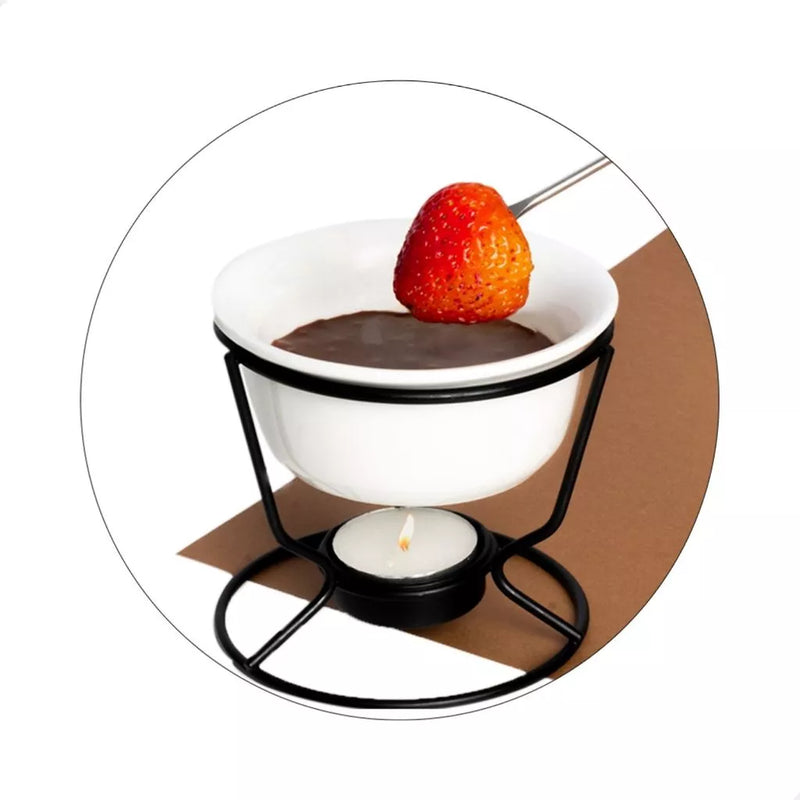 Conjunto de Fondue em Cerâmica Antiaderente - 5 Peças Elegantes para Momentos Especiais
