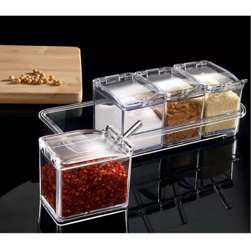 Kit 4 Porta Temperos em Acrílico - Organizadores