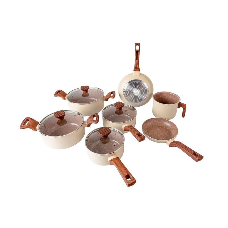 Conjunto Kit 10 Peças Mimo Style Creme Fogão a Gás e Indução Vitrocerâmica