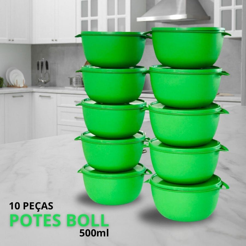 KIT POTES COZINHA 10 POTE REDONDOS BOLL 500ML