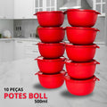 KIT POTES COZINHA 10 POTE REDONDOS BOLL 500ML