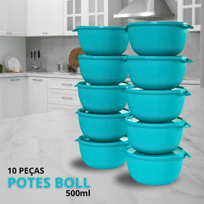 KIT POTES COZINHA 10 POTE REDONDOS BOLL 500ML