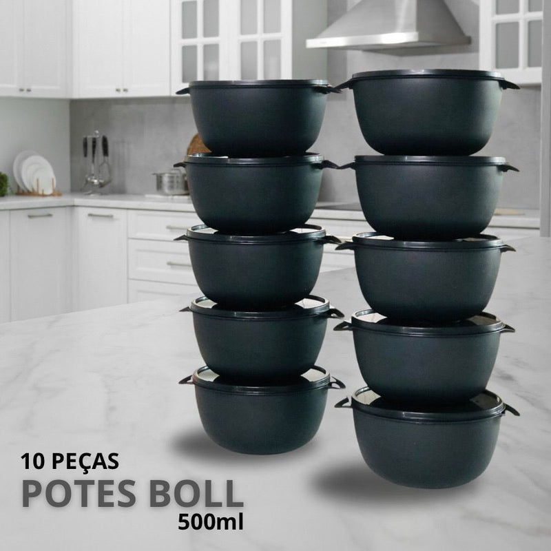 KIT POTES COZINHA 10 POTE REDONDOS BOLL 500ML