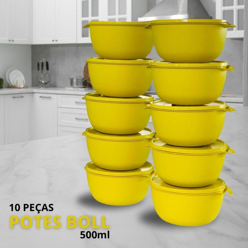 KIT POTES COZINHA 10 POTE REDONDOS BOLL 500ML