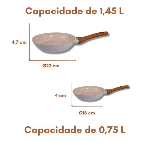 Kit 10 peças Jogo De Panelas Indução Revestimento Cerâmico Style Cook Marmol - Mimo Style