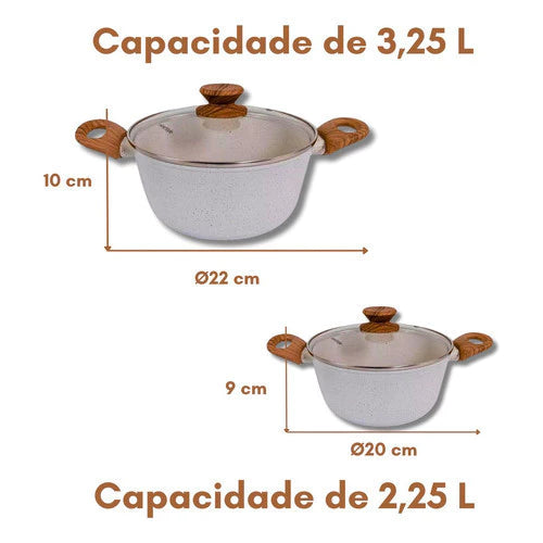 Kit 10 peças Jogo De Panelas Indução Revestimento Cerâmico Style Cook Marmol - Mimo Style