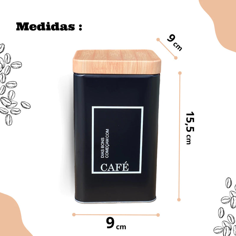 Kit 2 Latas Hermético Pote Café e Açúcar Porta Organizador de Cozinha Mantimentos Multiuso