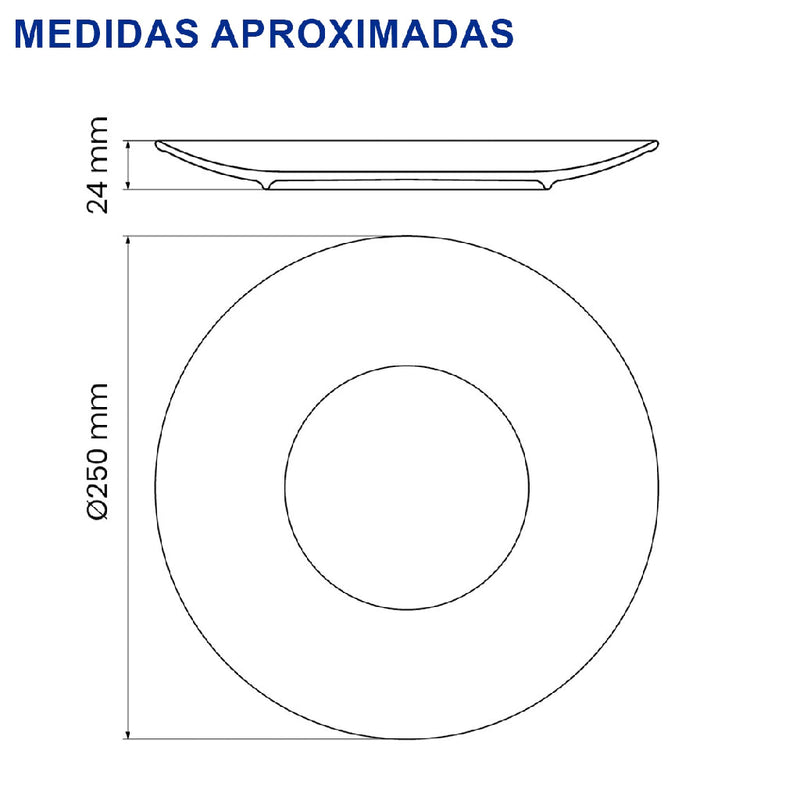 Kit 6 peças Jogo de jantar Pratos Rasos Tramontina Rústico Marrom Porcelana Decorada
